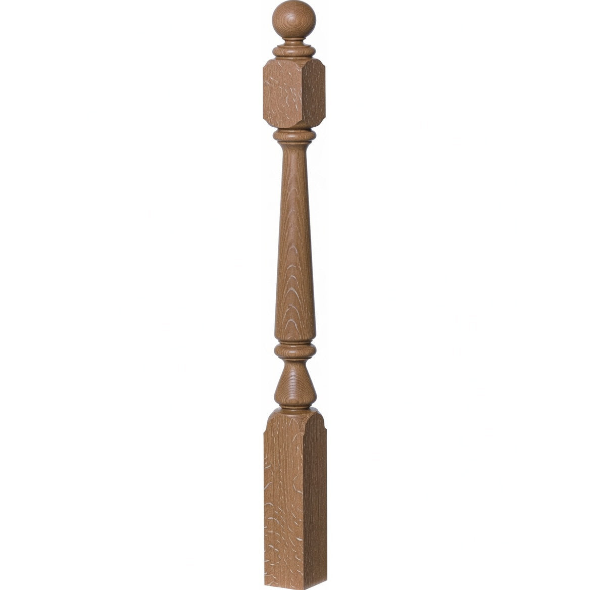 4840 (48"), 4842 (60"), or 4848 (72") Ohio Ball Top Newel Post, White Oak