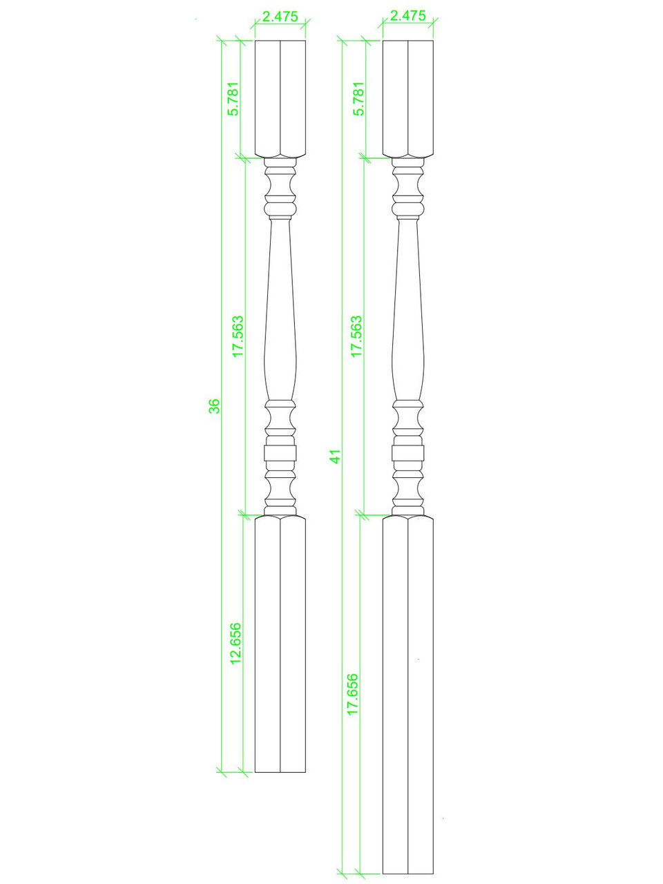 C-5005 Hampton Square Top Balusters CADD