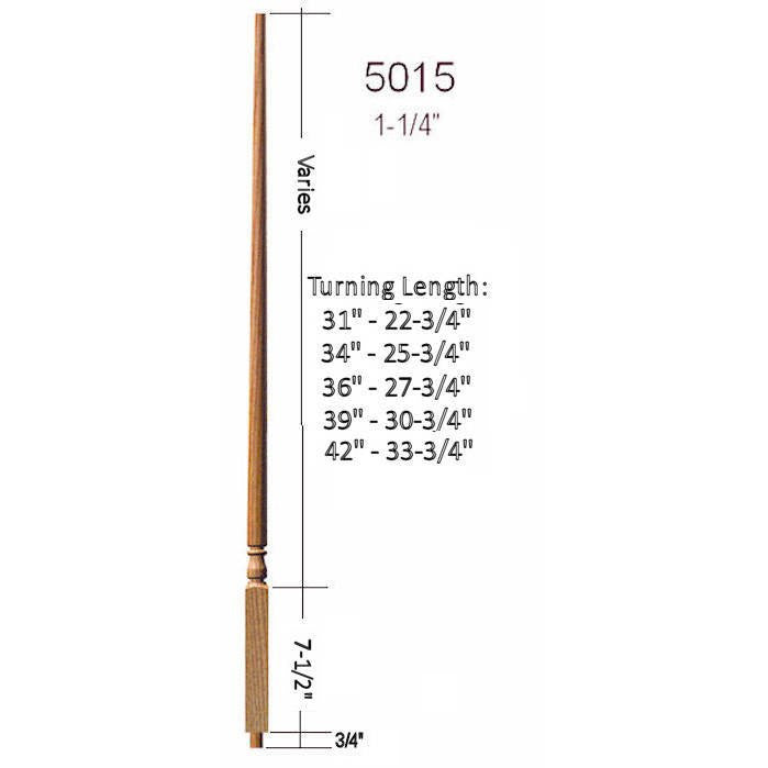 5015 Colonial Stair Baluster, 1-1/4" x 39" Structural Rise