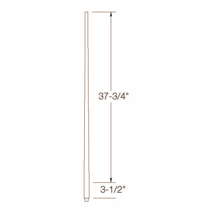 A-5040 1-1/4" x 42" Colonial Long Tapered Baluster Dimensional Information