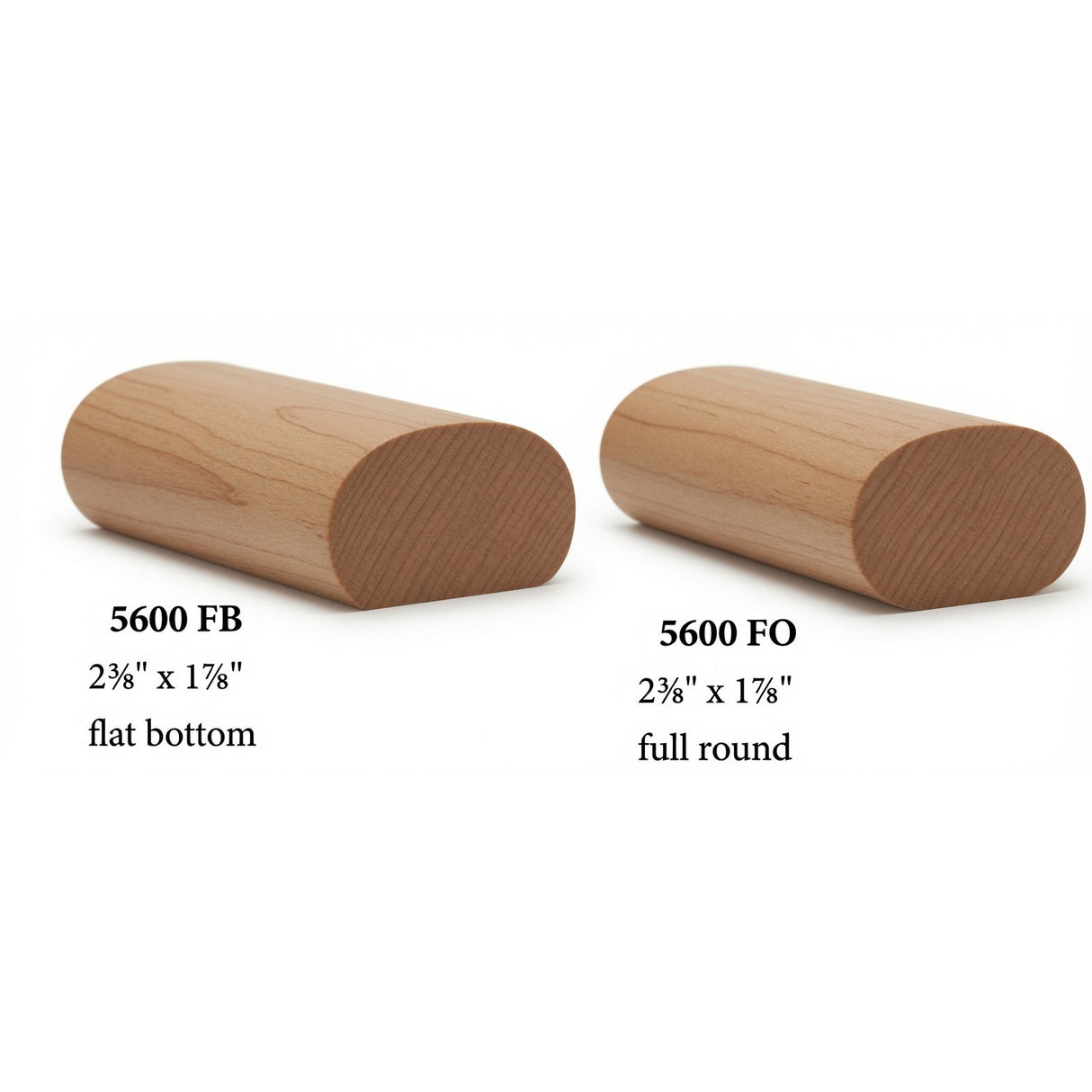 5600 2-3/8" x 1-7/8"Oval Handrail, Alder