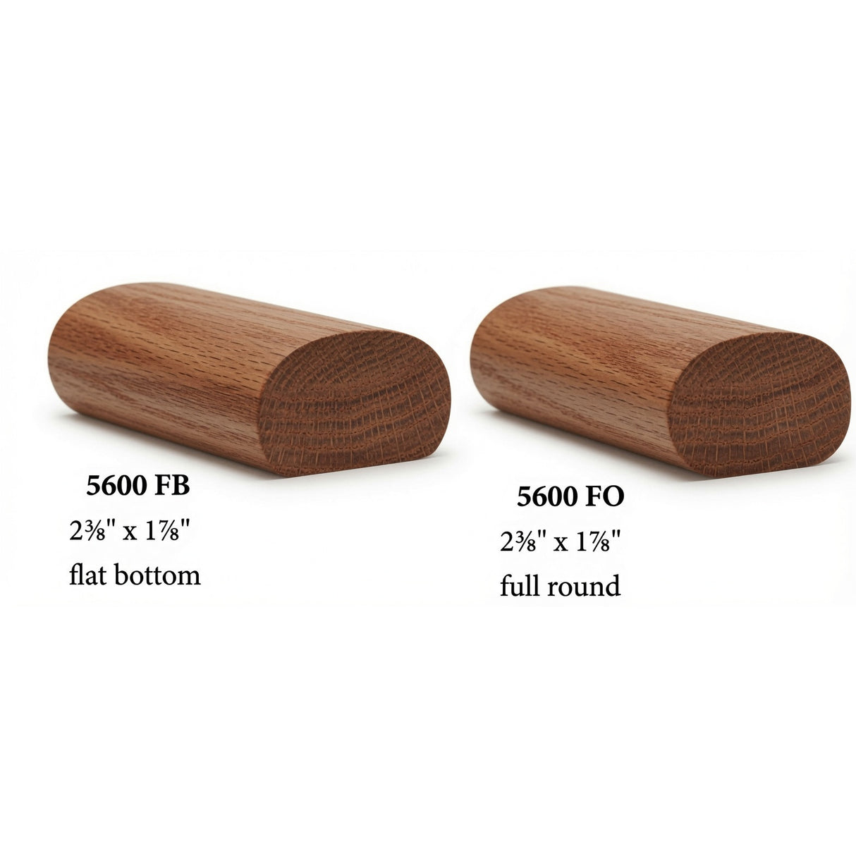 5600 2-3/8" x 1-7/8"Oval Handrail, Hickory