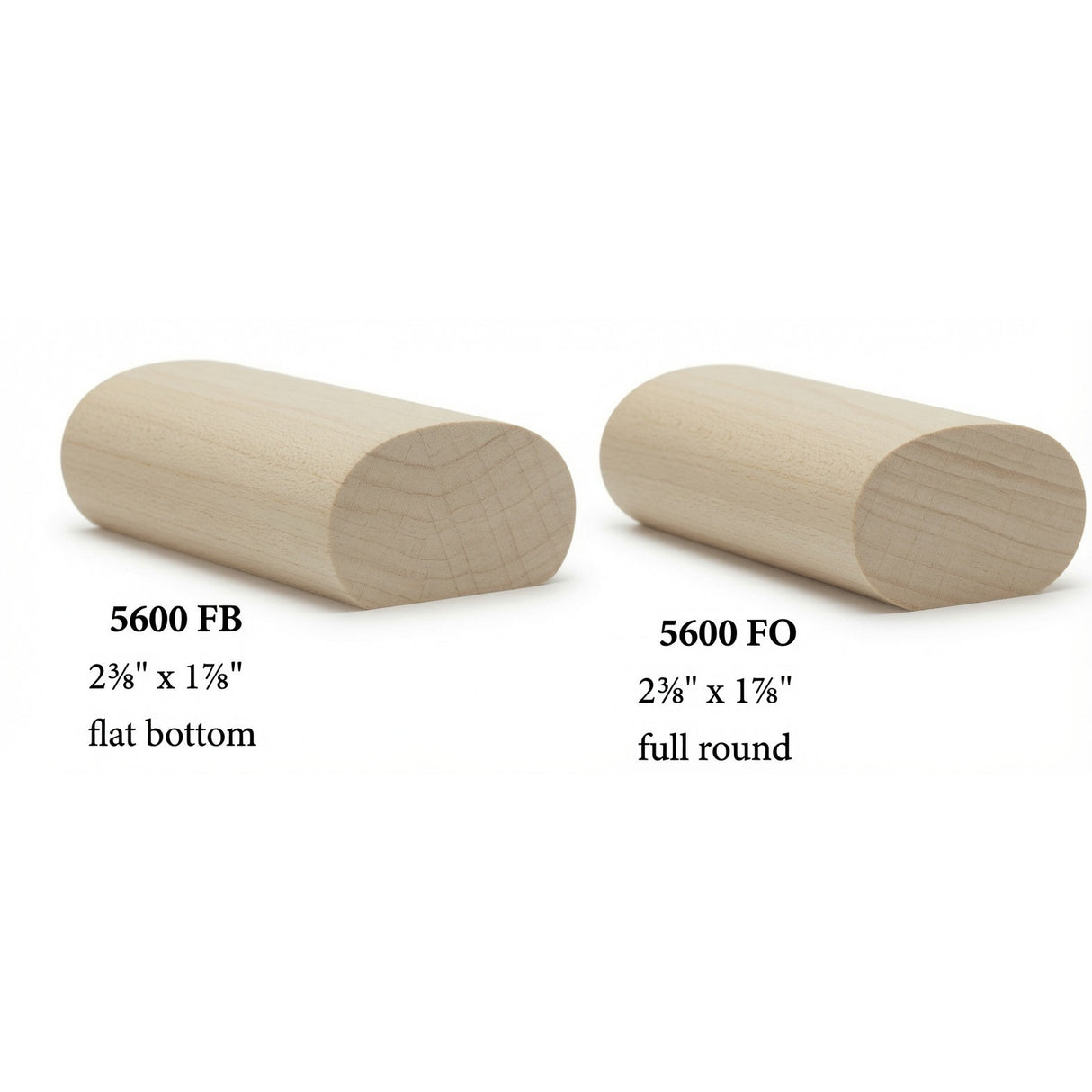 5600 2-3/8" x 1-7/8"Oval Handrail, Poplar