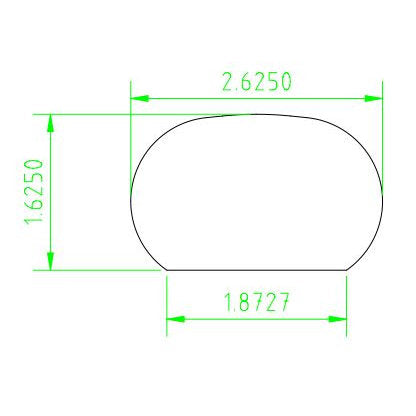 5600 2-3/8" x 1-7/8" Oval Handrail, Flat Bottom CADD
