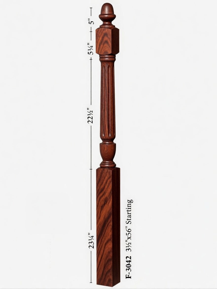 F-3042 Fluted Acorn Top Starting Newel Post