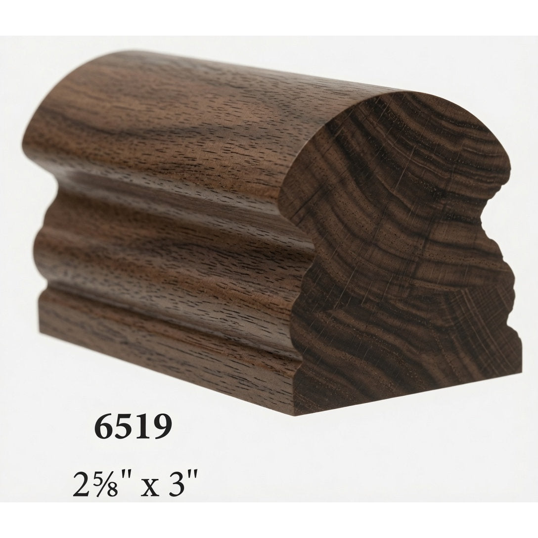 6519 2-5/8" x 3" Traditional Handrail, Walnut