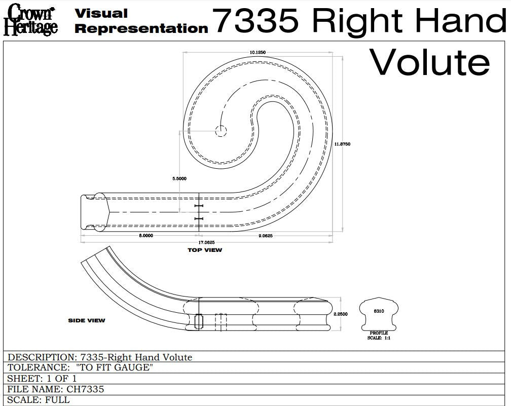 7335 Right Hand Volute CADD Drawing