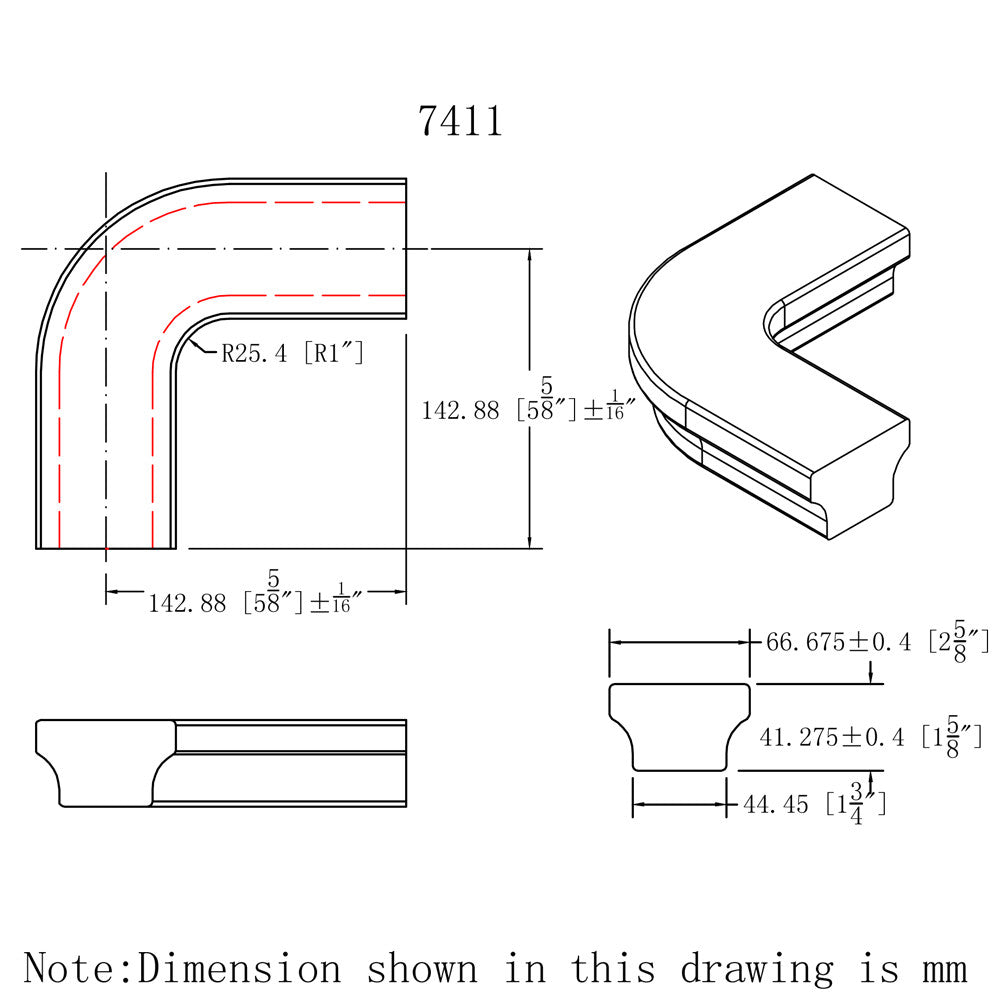HF-7411 Level Quarter-turn for the HF-6084 Handrail CADD