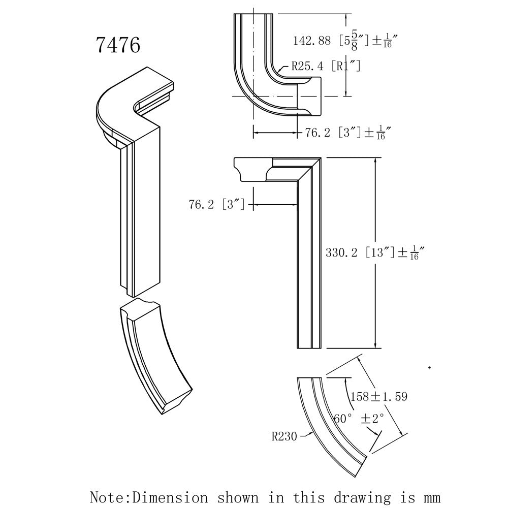 HF-7476 Right Hand Gooseneck, No Cap CADD