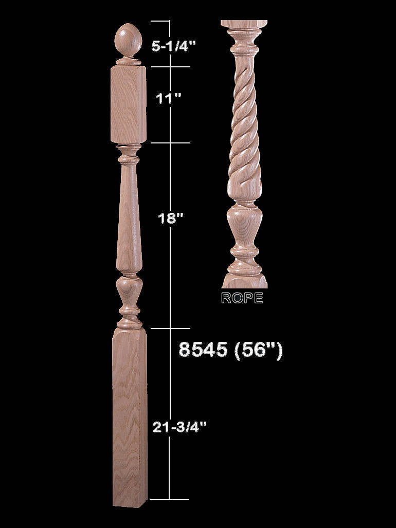 8512 Rake Jefferson Newel Post Rope Twist