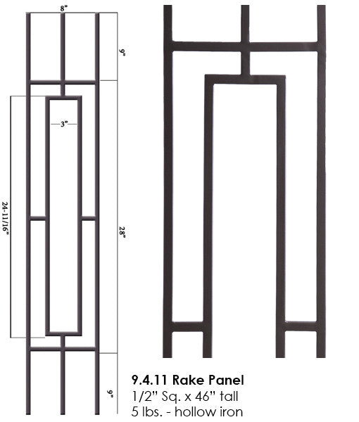 HF9.4.11 One Rectangle Rake Tubular Steel Panel