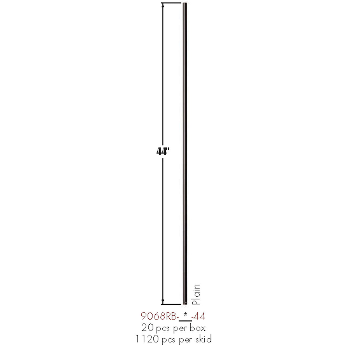 9068RB Straight Round Tube Dimensional Information