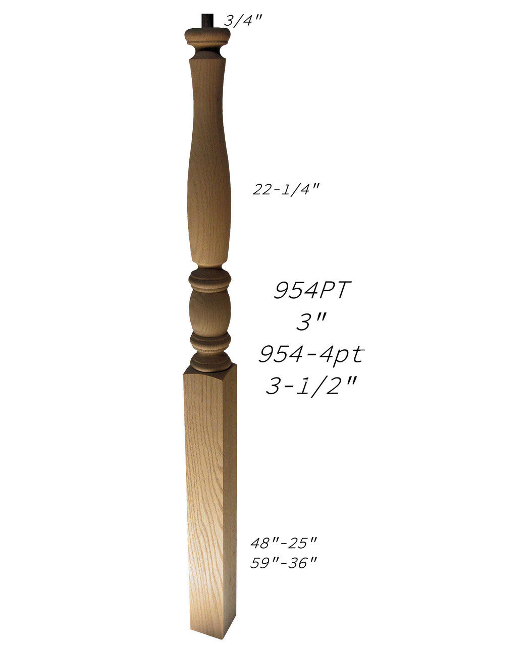 954-4PT-48 Pin Top Starting Bordeaux Newel Post
