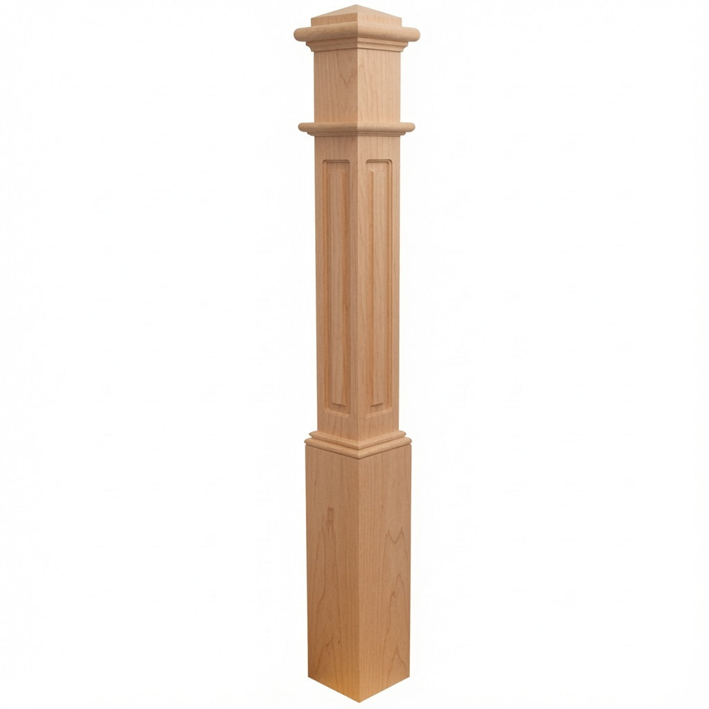 991RSP Raised Panel Box Newel Post - American Cherry