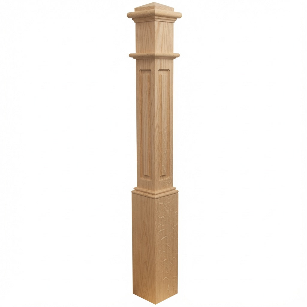 991RSP Raised Panel Box Newel Post - White Oak
