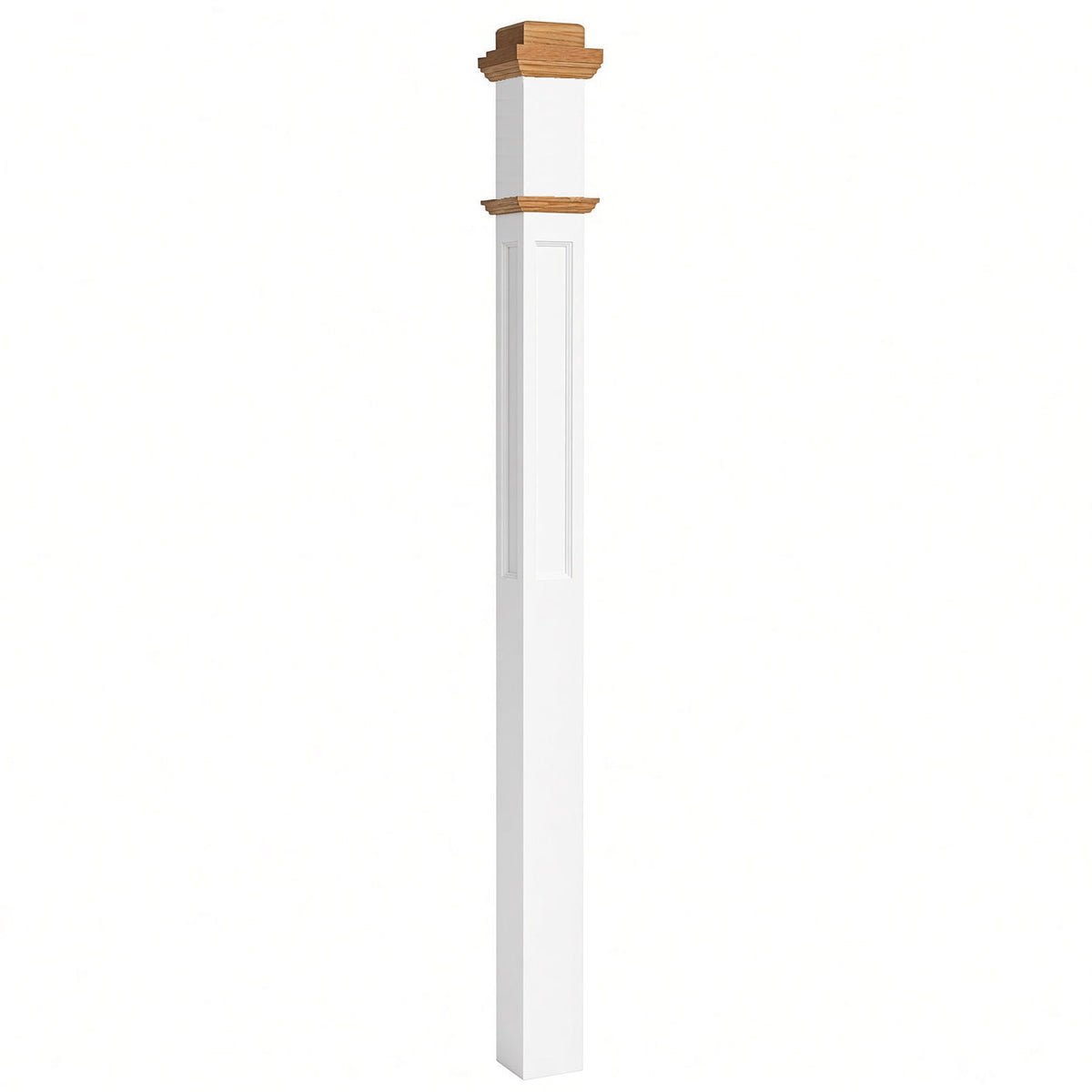 AFP-4075 Actual Flat Panel 3-1/2" Box Newel Post, Primed with Special Species Trim