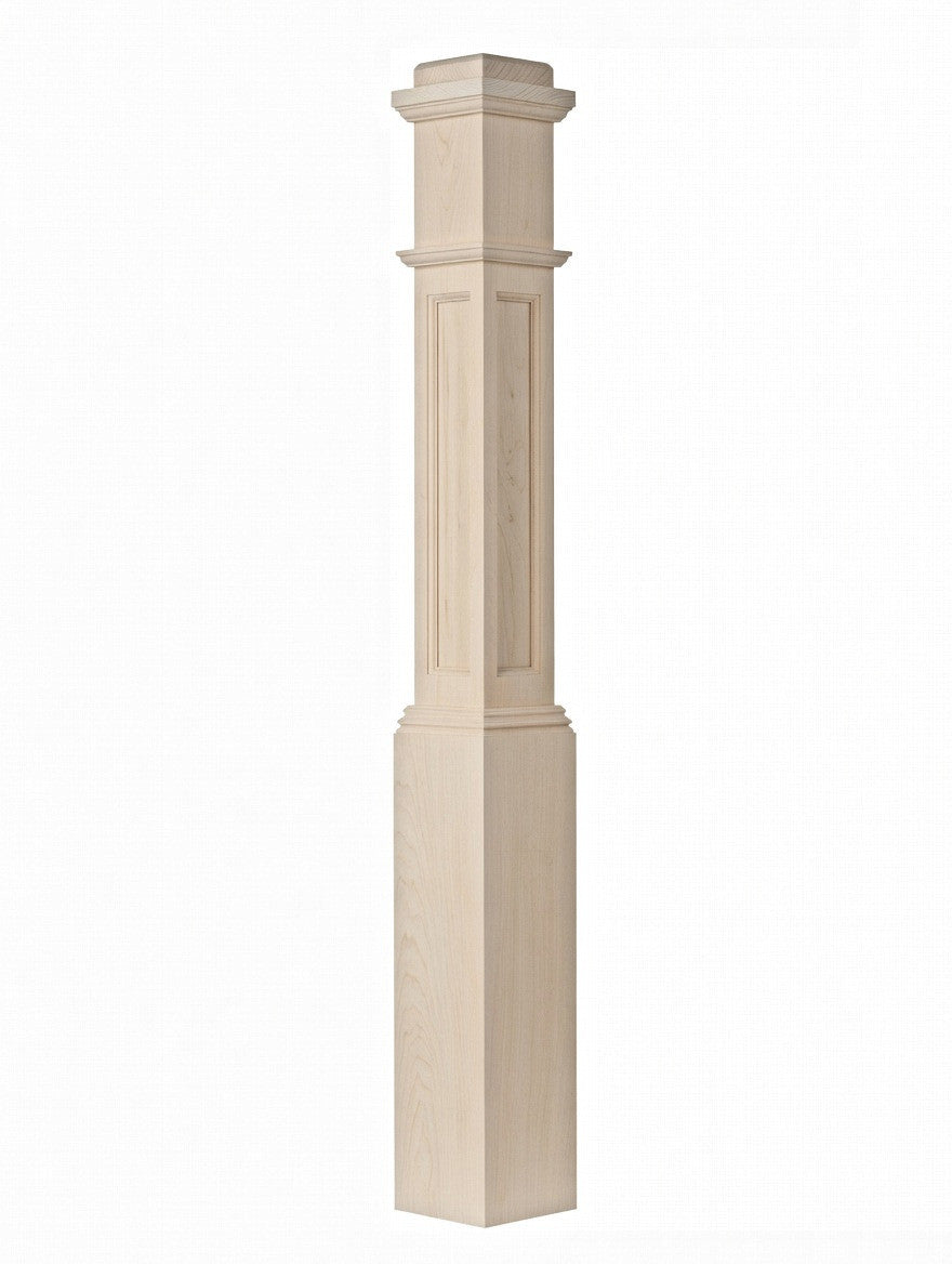 AFP-4091 Actual Flat Panel Box Newel Post, Poplar