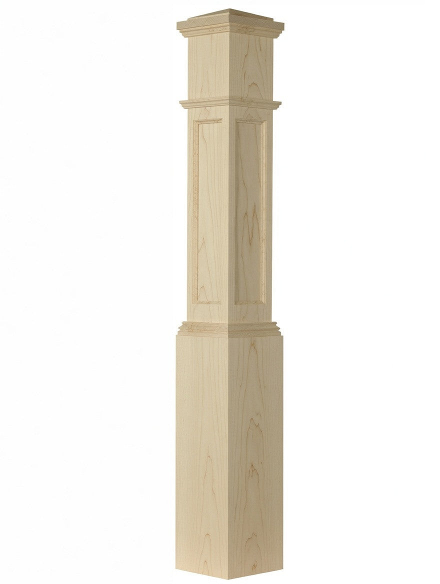 AFP-4092 Actual Flat Panel Large Box Newel Post, Hard Maple