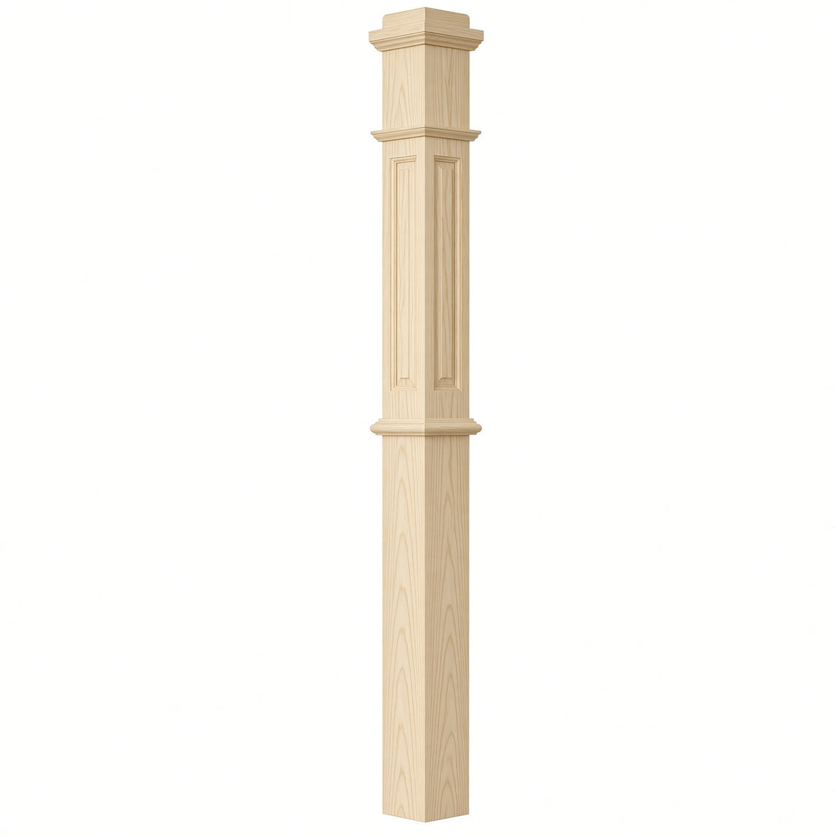 AFP-4375 Actual Flat Panel Box Newel Post, Birch