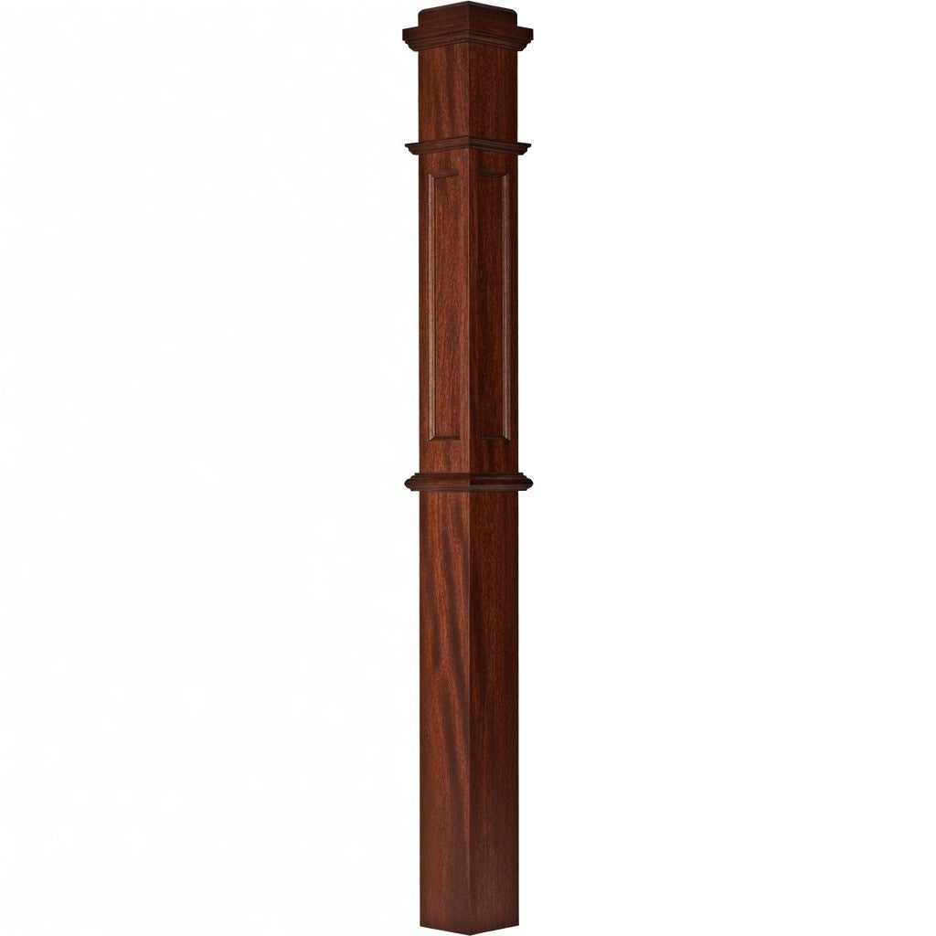 AFP-4375 Actual Flat Panel Box Newel Post, Mahogany