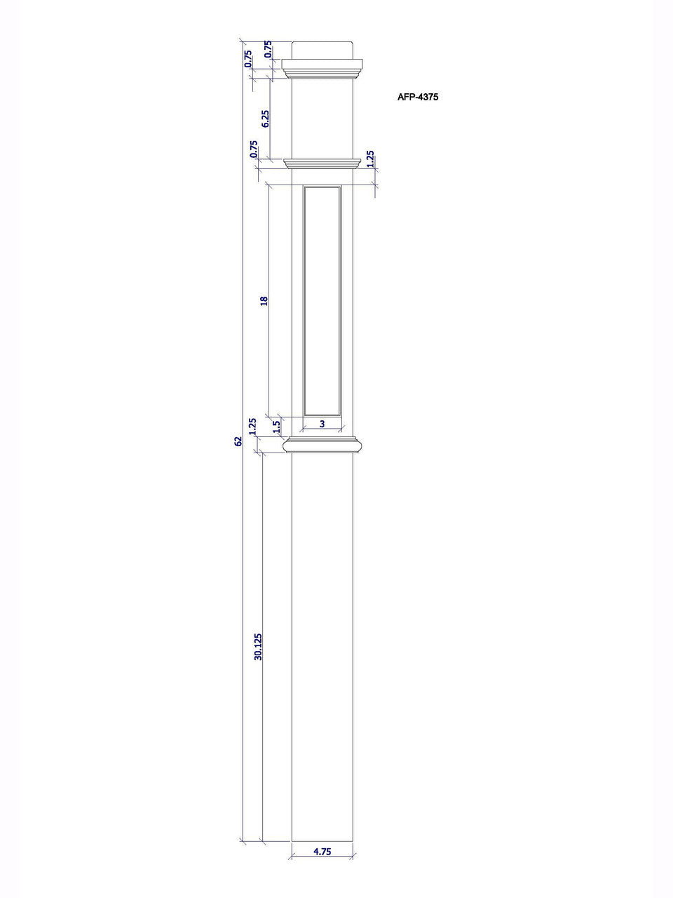 AFP-4375 Box Newel CADD Drawing