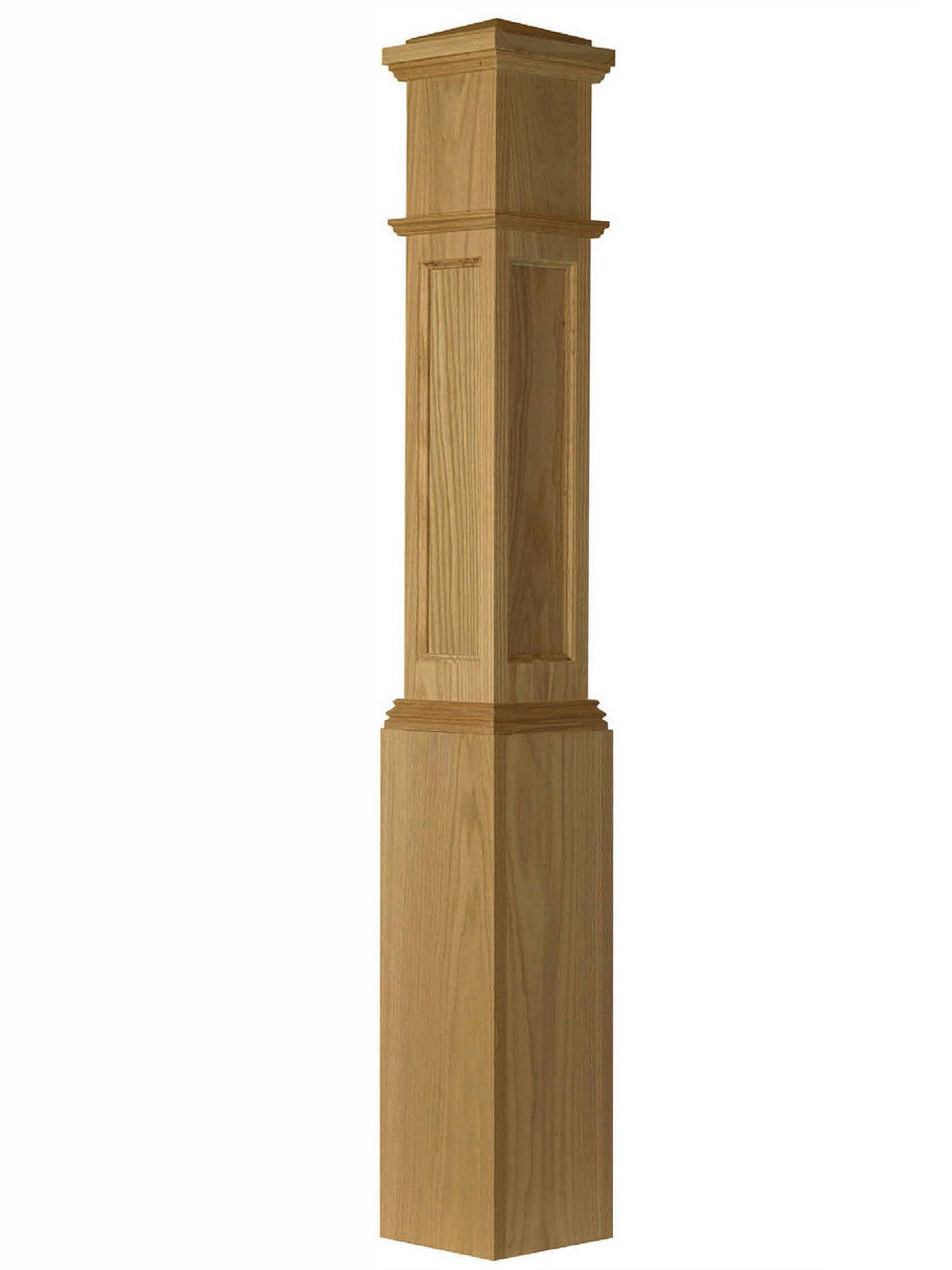 AFP-4092 Actual Flat Panel Large Box Newel Post, Red Oak