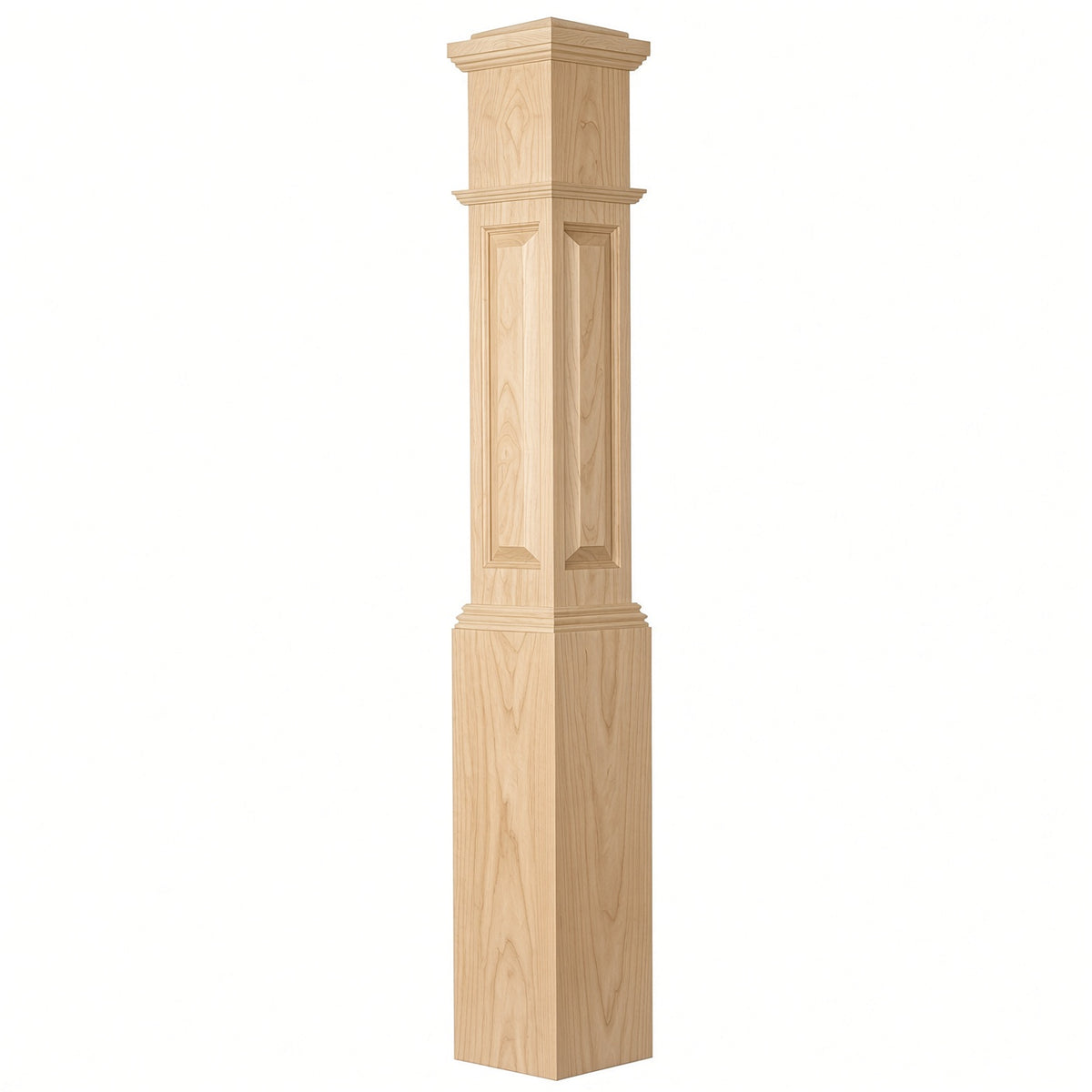ARP-4092 Actual Raised Panel Large Box Newel Post, Birch