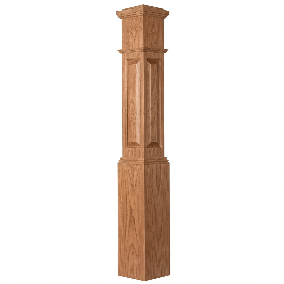 ARP-4092 Actual Raised Panel Large Box Newel Post, Red Oak
