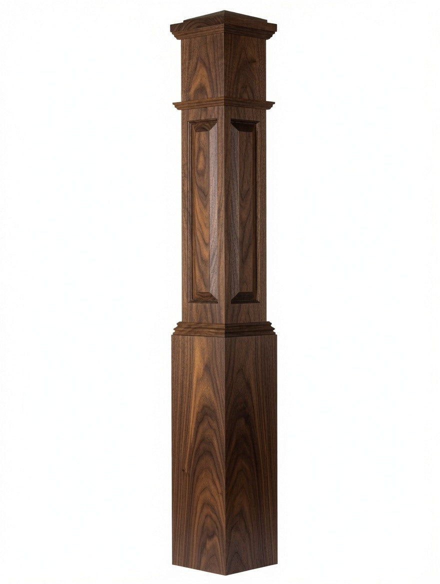 ARP-4092 Actual Raised Panel Large Box Newel Post, Walnut