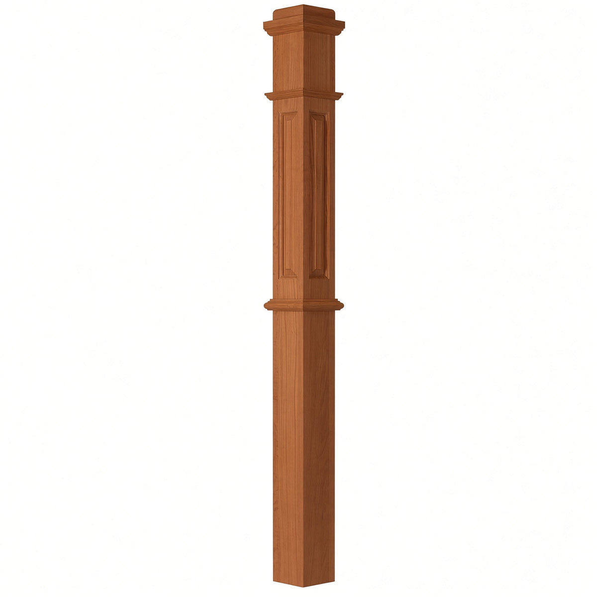ARP-4375 4-3/4" x 62" Actual Raised Panel Box Newel Post, American Cherry