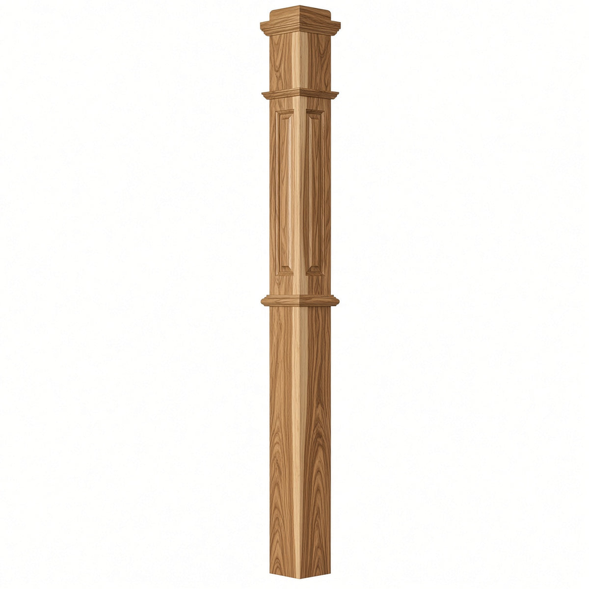 ARP-4375 4-3/4" x 62" Actual Raised Panel Box Newel Post, Hickory