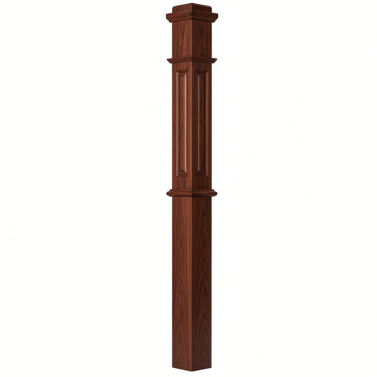 ARP-4375 4-3/4" x 62" Actual Raised Panel Box Newel Post, Mahogany