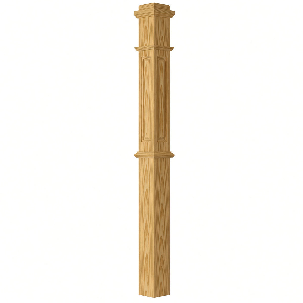 ARP-4375 4-3/4" x 62" Actual Raised Panel Box Newel Post, Yellow Pine
