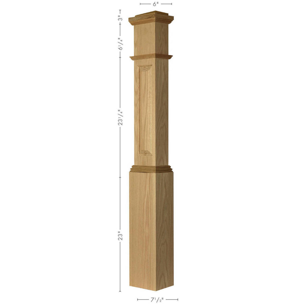 RP-4092 Raised Panel Large HALF Box Newel Post