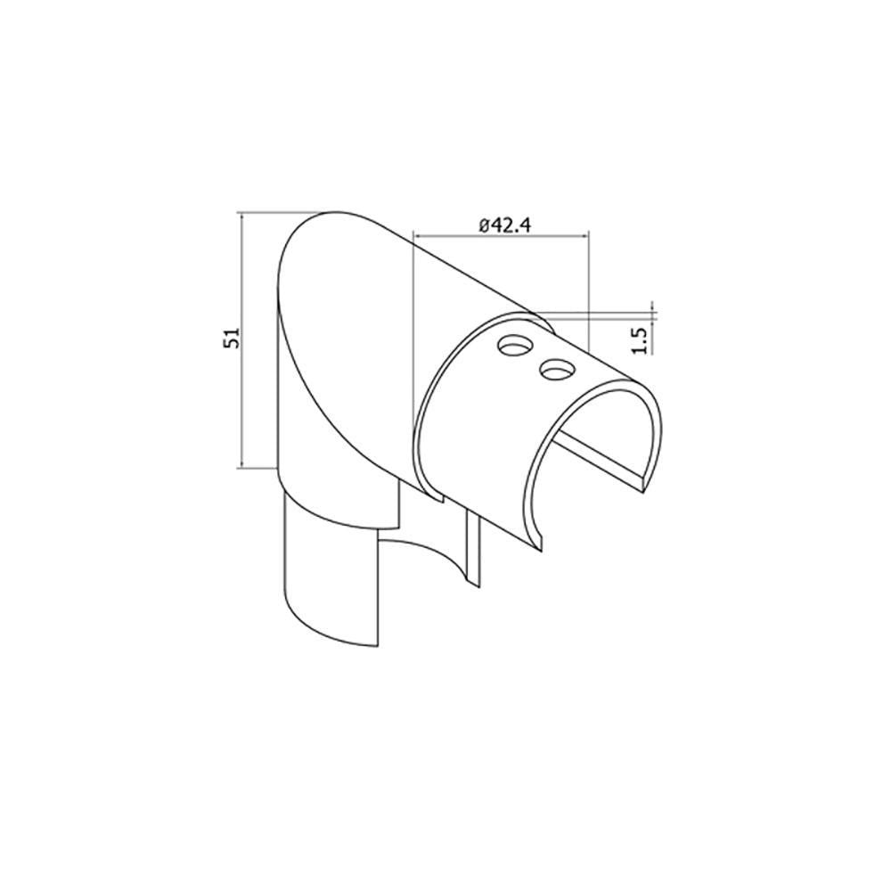Round Glass Cap Rail Vertical 90 Fitting (CADD)