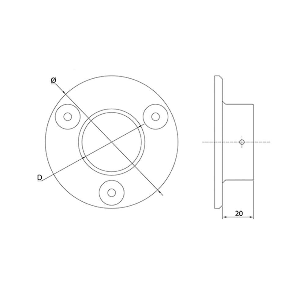 Round Glass Cap Rail Wall Mount Flange (CADD)