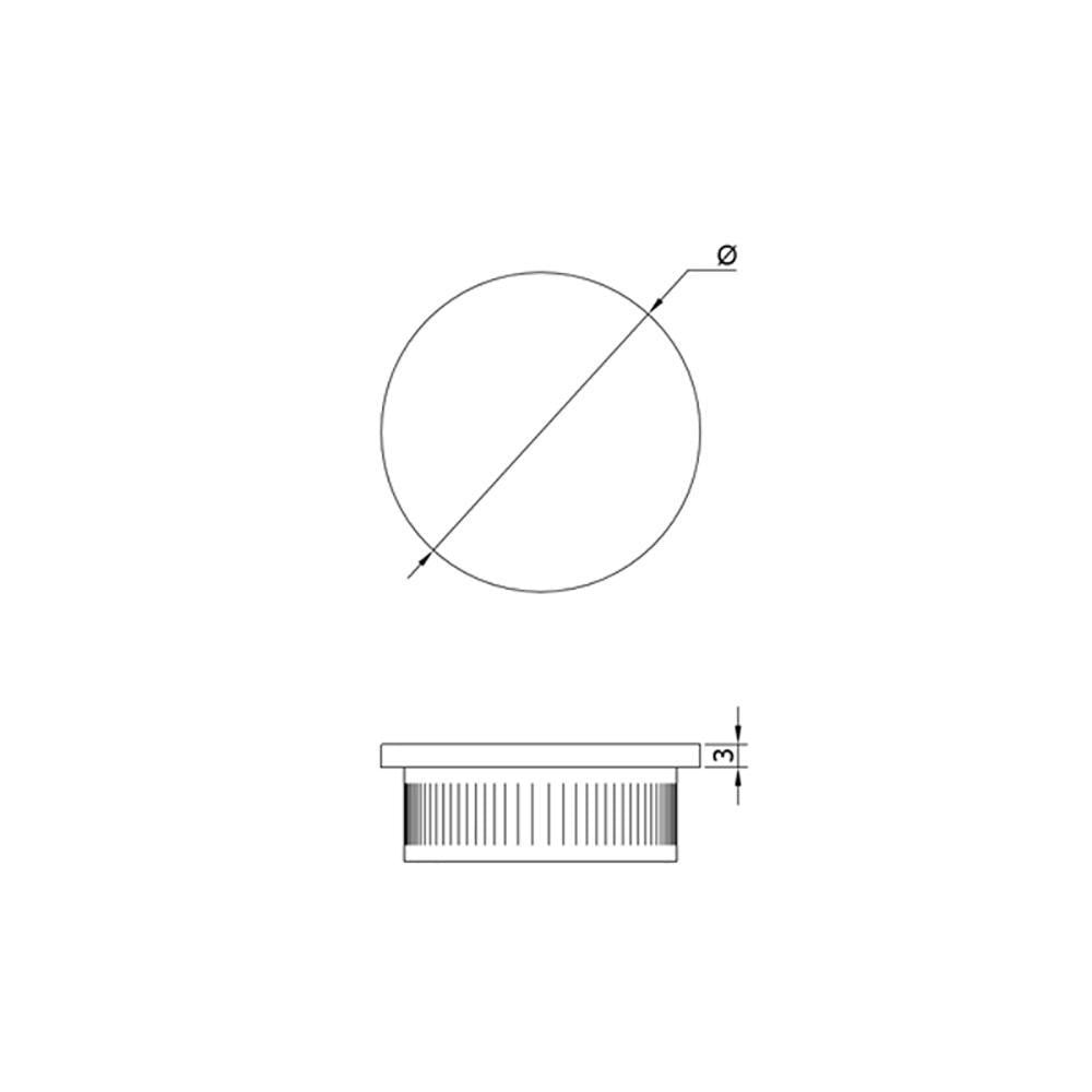 Flat End Cap for 42.4 mm Round Rail, CADD