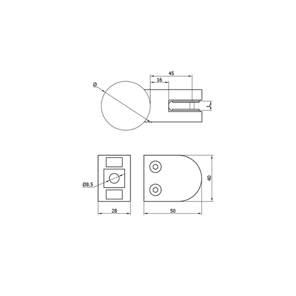 Glass Clamps for Round Posts, CADD