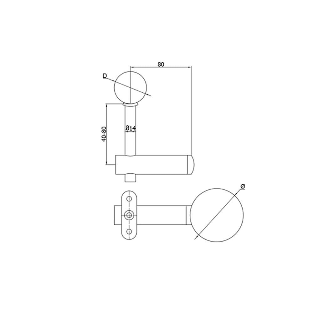 Post Handrail Support Bracket for 42.4 mm Round Rail, CADD