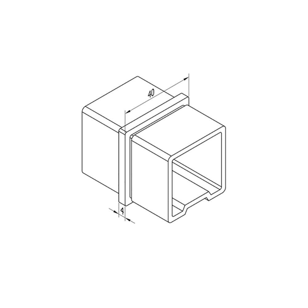 Inline Connector for Square Rail – 40 x 40 x 2 mm (AX20.008.112.A.SP) CADD