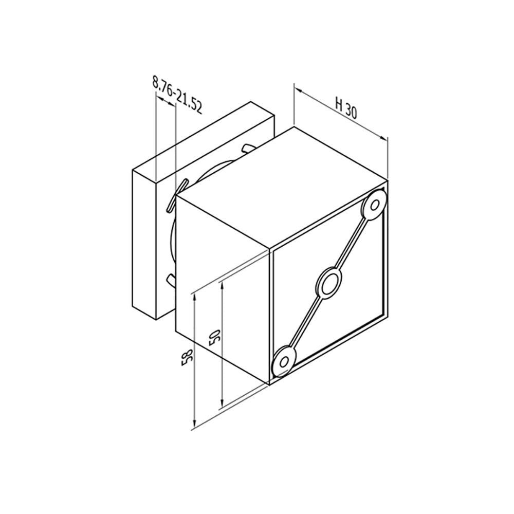 Square Glass Standoff – Fits 8.76 to 21.52 mm glass (CADD)