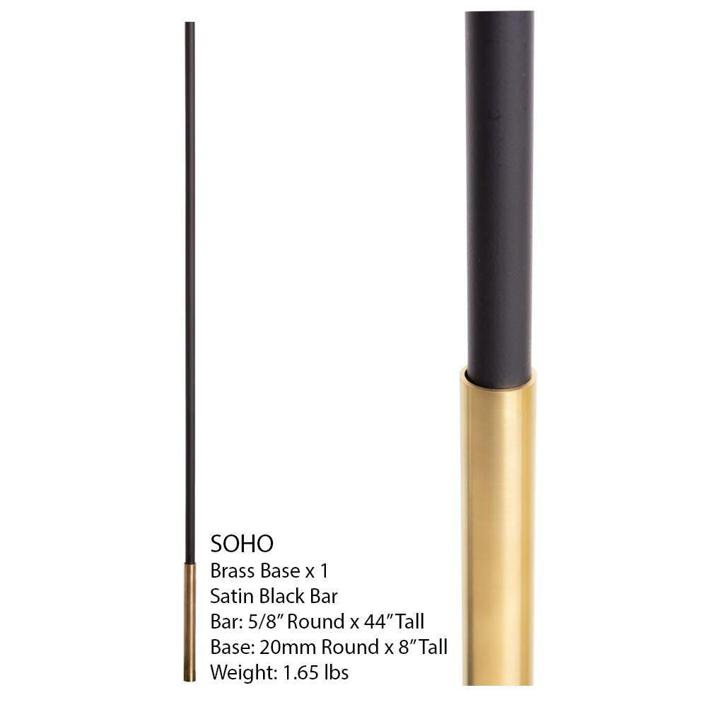 SoHo - Brass Base on Satin Black Baluster (18.4.1) One Sleeve Info