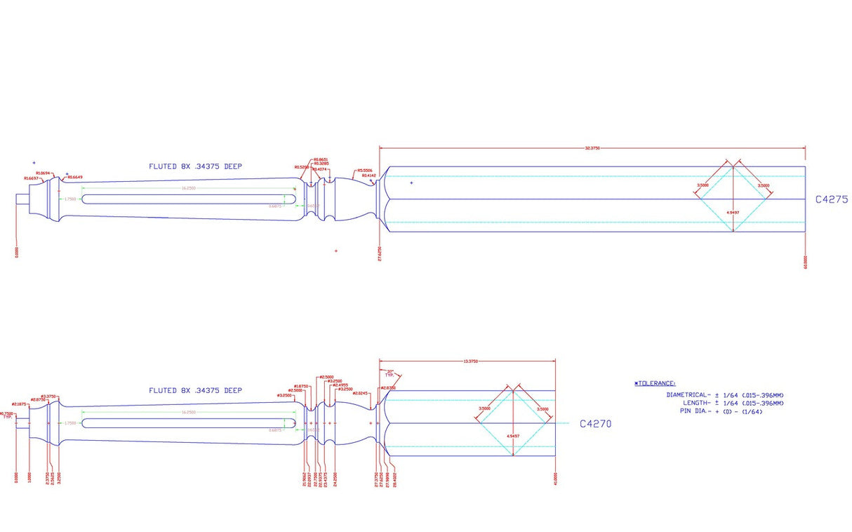 C-4275 60" Angle/Landing Pin Top Newel Post (CADD)