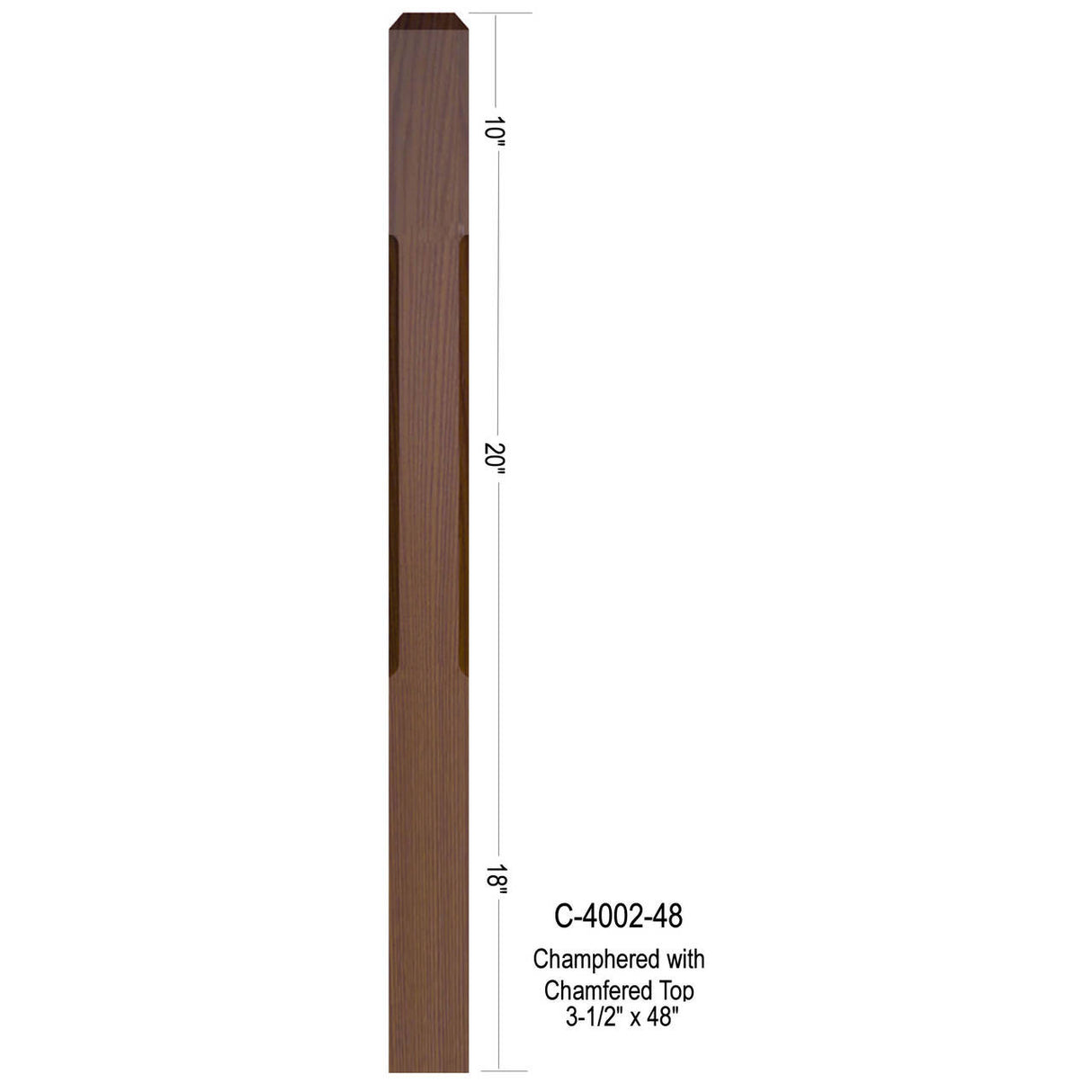 C-4002-48 48" Chamfered 3-1/2" Newel Post
