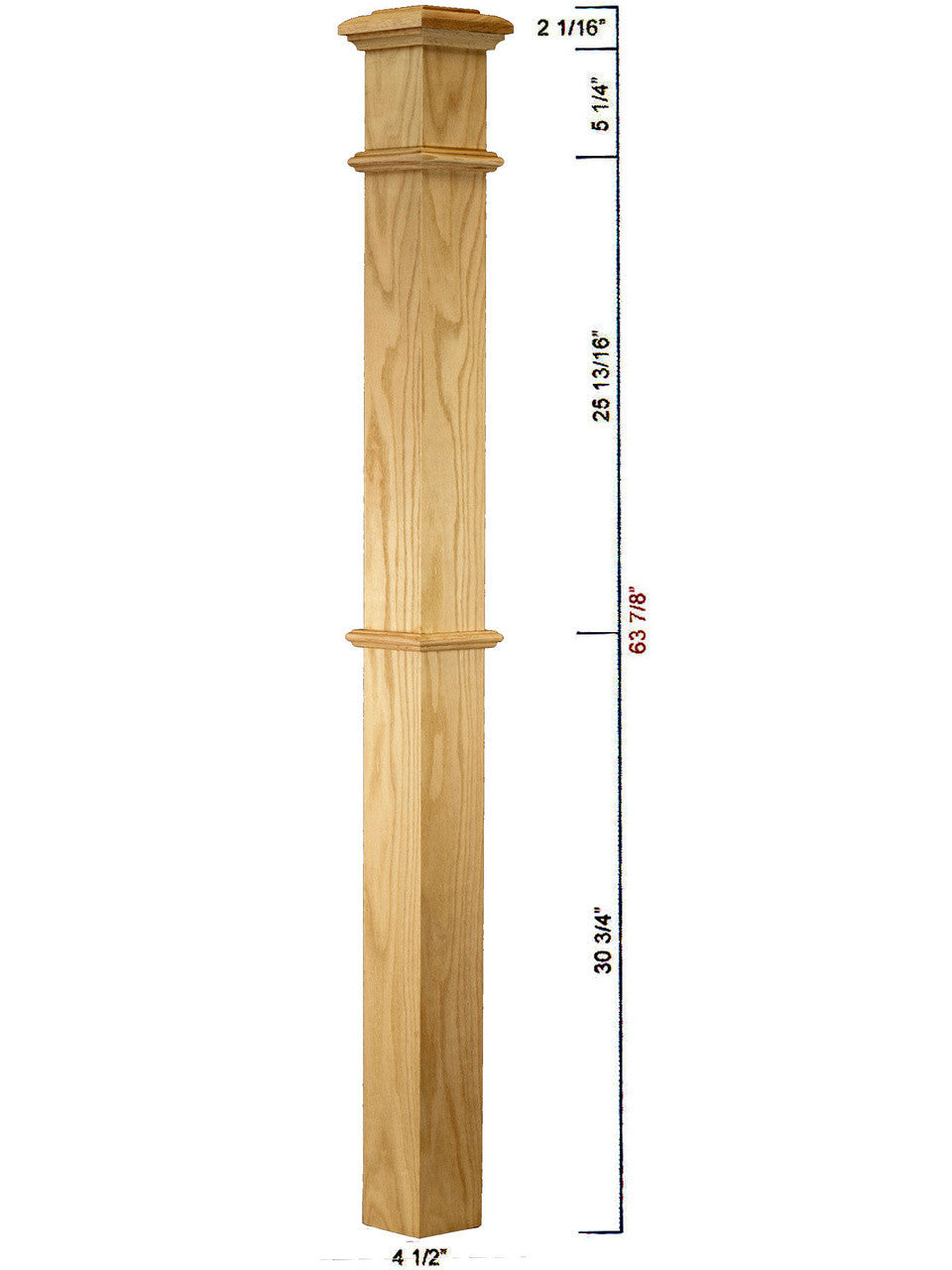 C-4695 Plain Landing Box Newel Post Dimensional Information