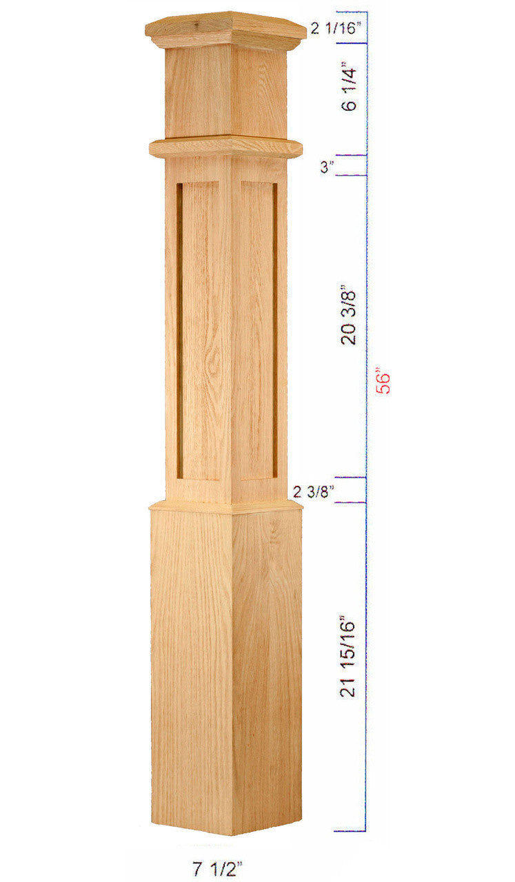 C-4890 Mission Style Large Box Newel Dimensional Information