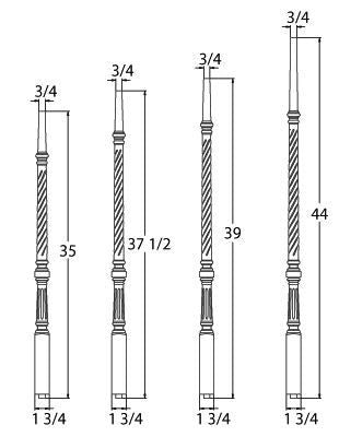 9015R 37.5" The Williamsburg Pin Top Baluster