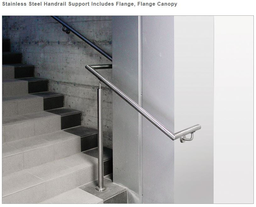 E022/S Stainless Steel Handrail Support, Flange Canopy