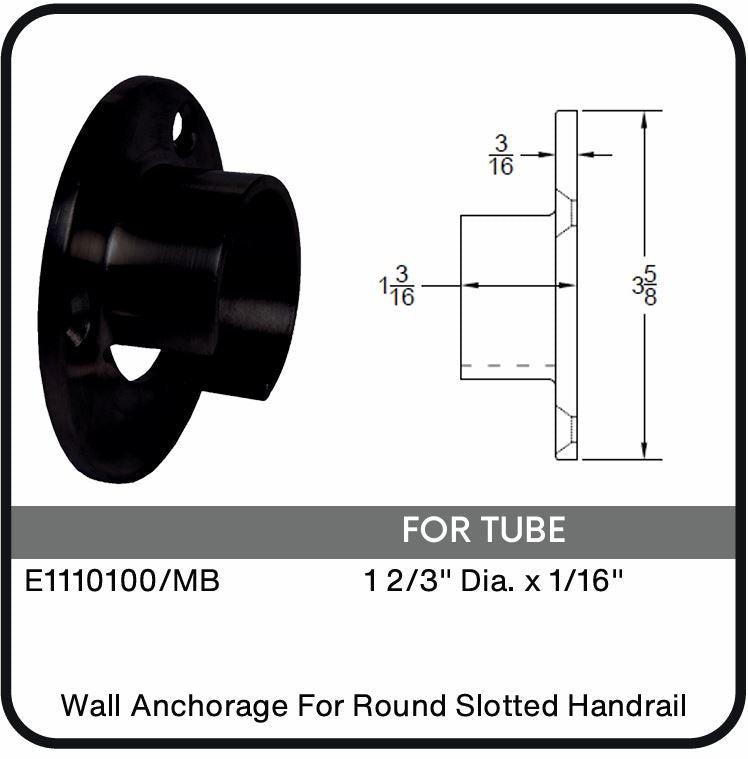 E1110100/MB Nero Wall Anchorage For 1 2/3" x 0.05" Dia, Data Sheet