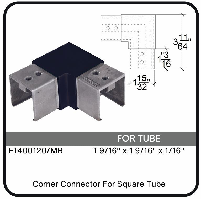 E1400120/MB Nero Square Connector for 1-9/16" Tube, Data Sheet
